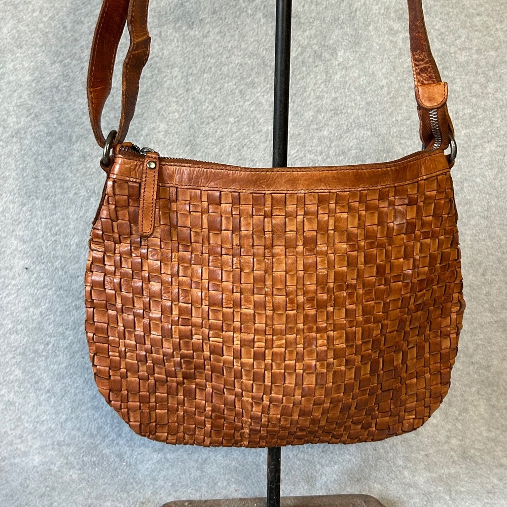 Vilenca‎ Holland Woven Leather Bag Brown Handmade Hobo Purse Handbag convertible